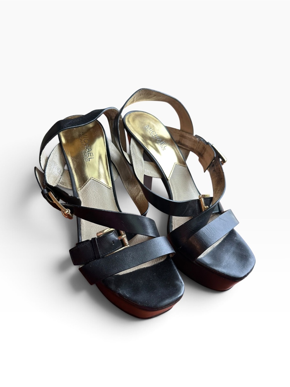 🧡 Michael Kors Black Leather Platform Sandals 🧡